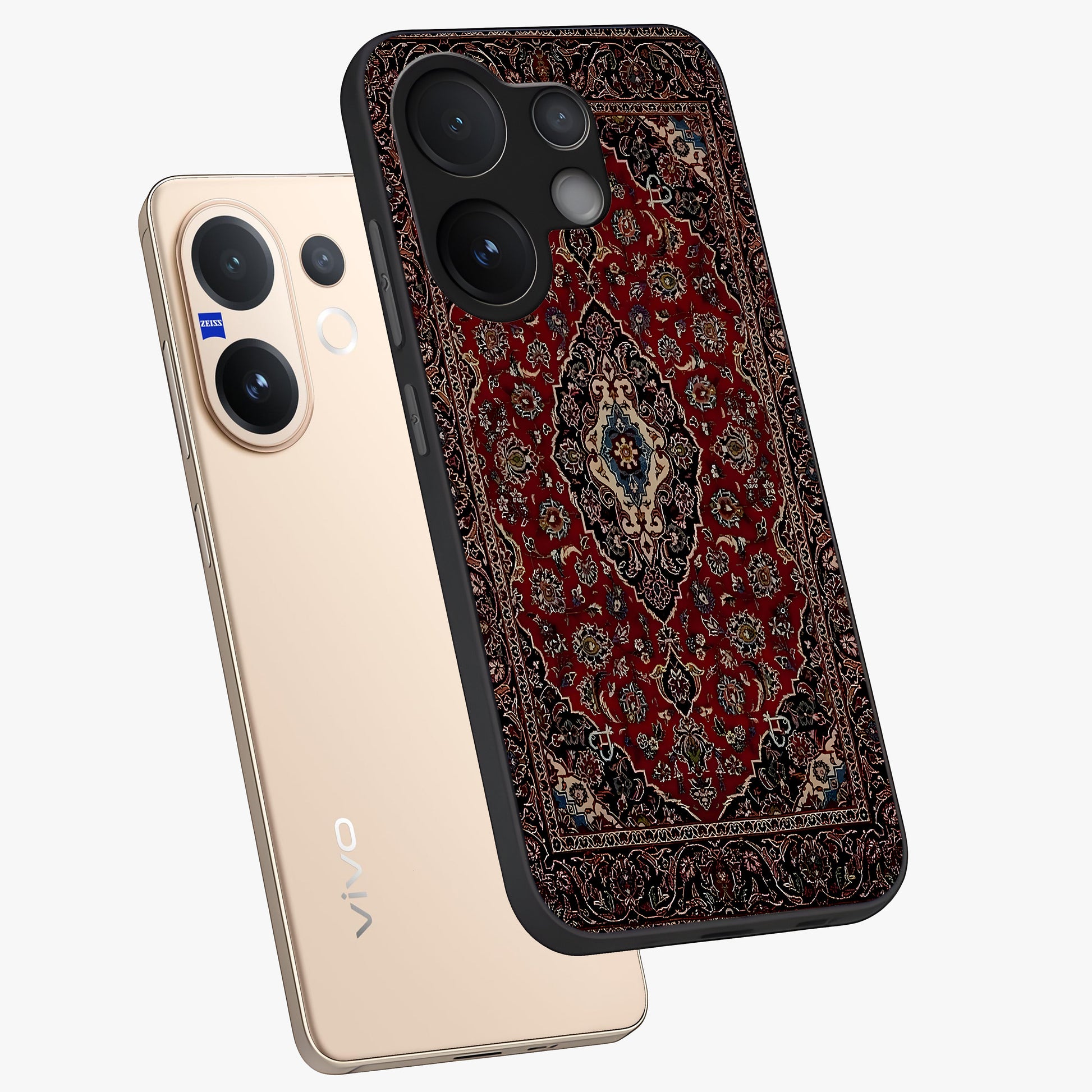 Heritage Carpet Royale Glass Case displayed in angled mockup highlighting intricate royal carpet design with heritage aesthetic.