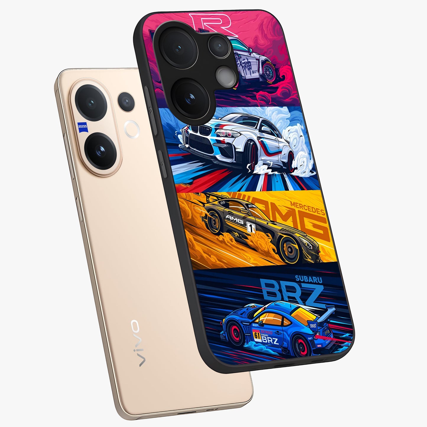 JDM Sports Car Glass Case displayed in angled mockup highlighting sleek Japanese racing car design with automotive aesthetic.
