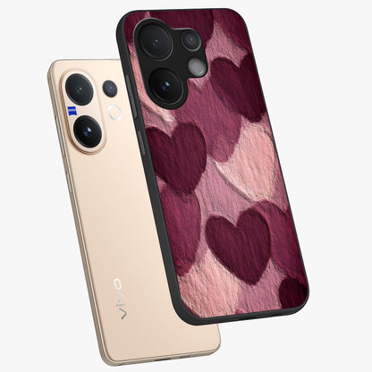 Layered Paper Hearts Glass Case displayed in angled mockup highlighting creative paper craft heart design with romantic aesthetic.