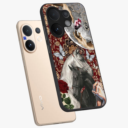 Moonlit Royal Stallion Glass Case displayed in angled mockup highlighting powerful stallion illustration with royal night aesthetic.