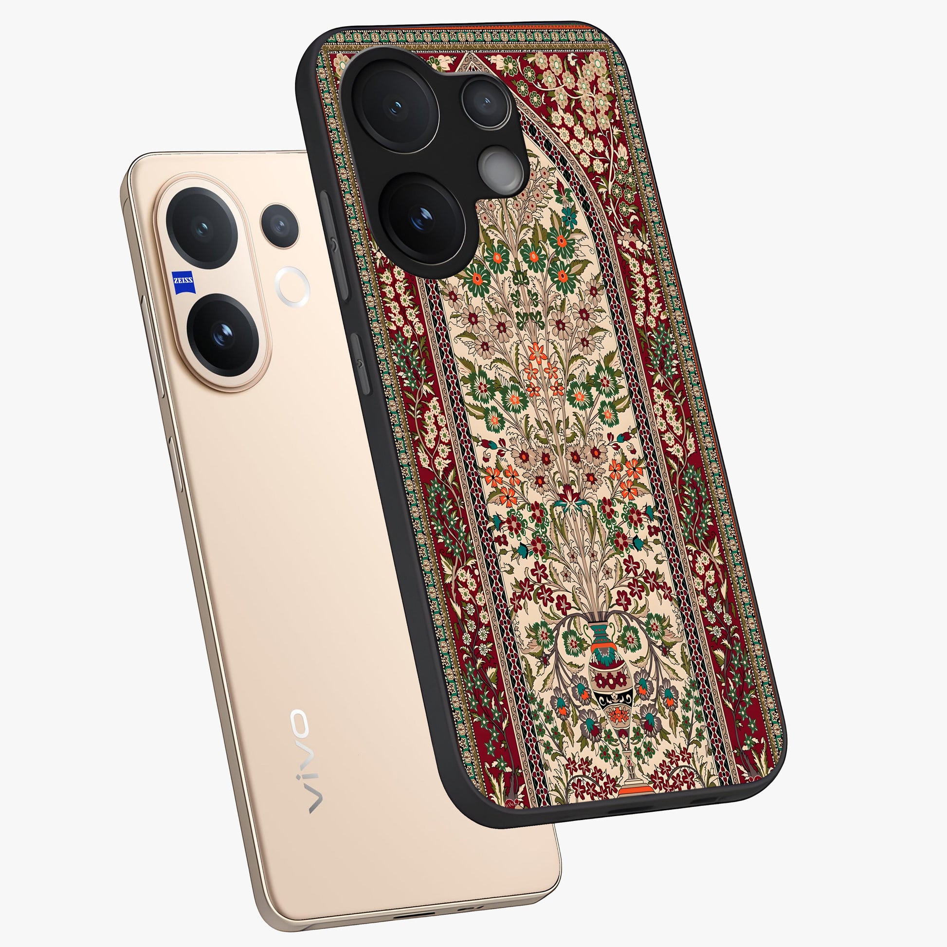 Persian Inspired Glass Case displayed in angled mockup highlighting intricate traditional design with elegant cultural aesthetic.