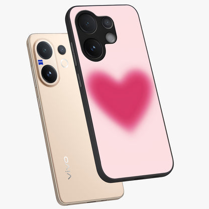 Pink Aura Heart Glass Case displayed in angled mockup highlighting vibrant pink heart design with dreamy aura aesthetic.