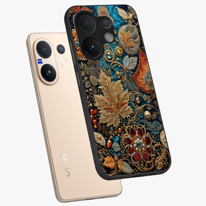 Royal Jewel Garden Glass Case displayed in angled mockup highlighting vibrant jewel inspired floral design with elegant aesthetic.