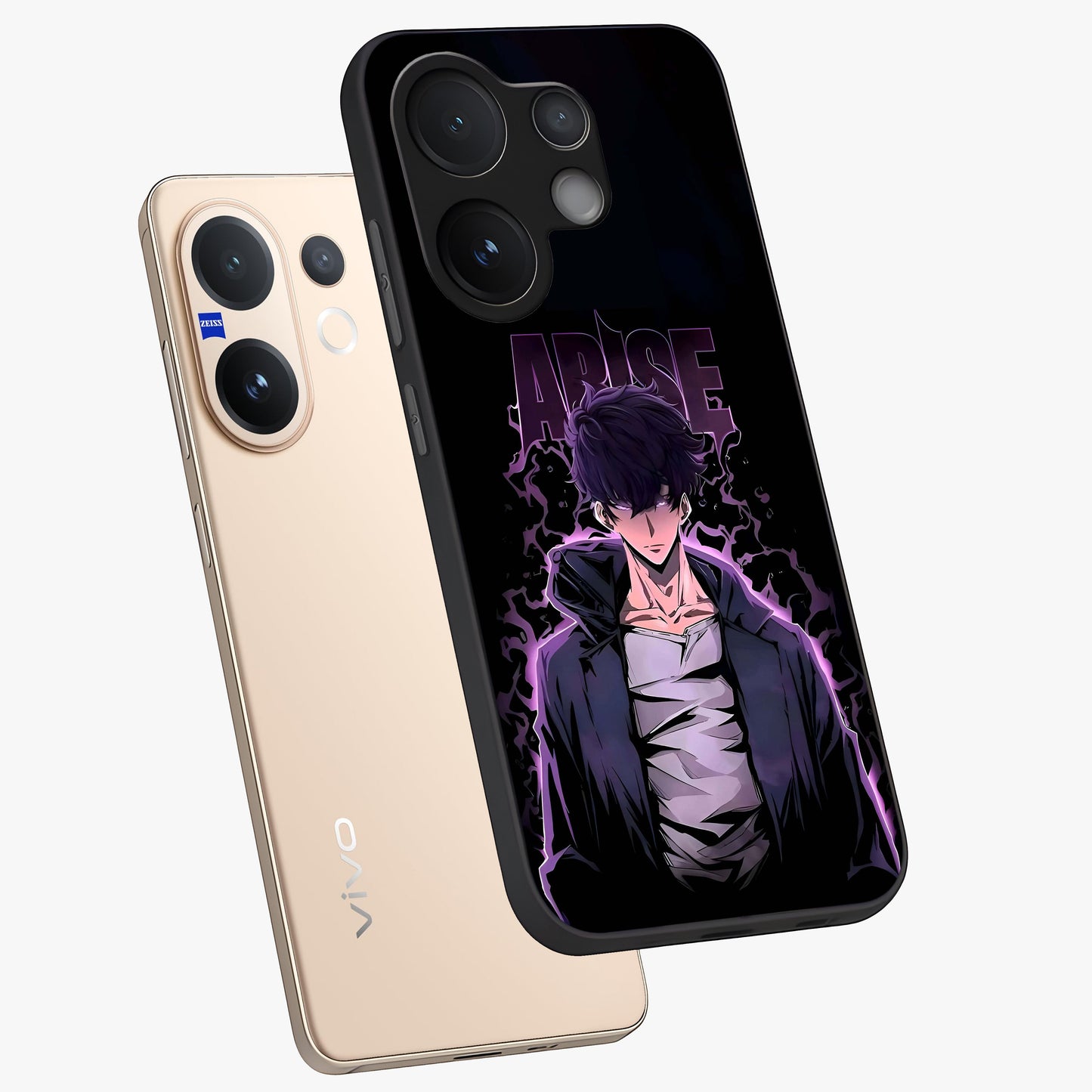 Shadow Monarch Awakening Glass Case displayed in angled mockup highlighting dramatic shadow warrior design with fantasy aesthetic.