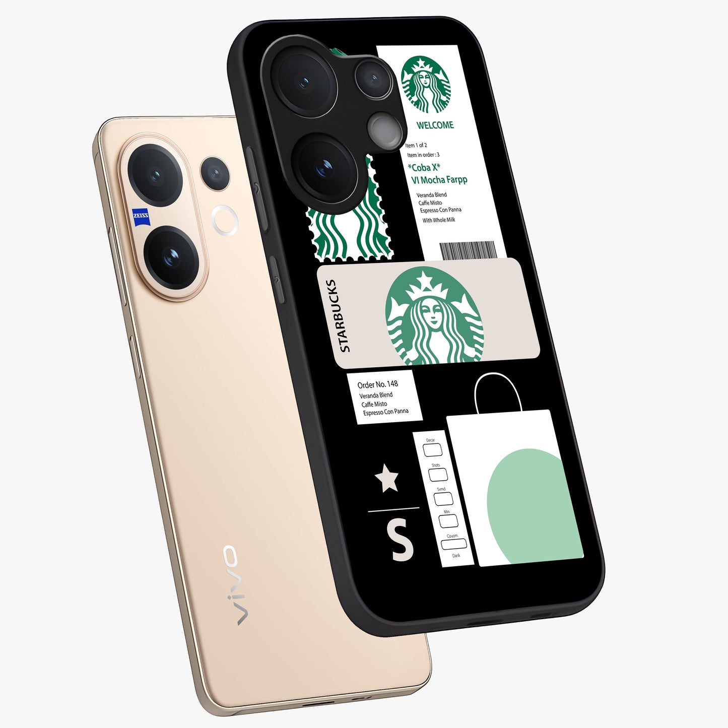 Starbucks Mocha Glass Case displayed in angled mockup highlighting stylish mocha themed design with cozy café aesthetic.
