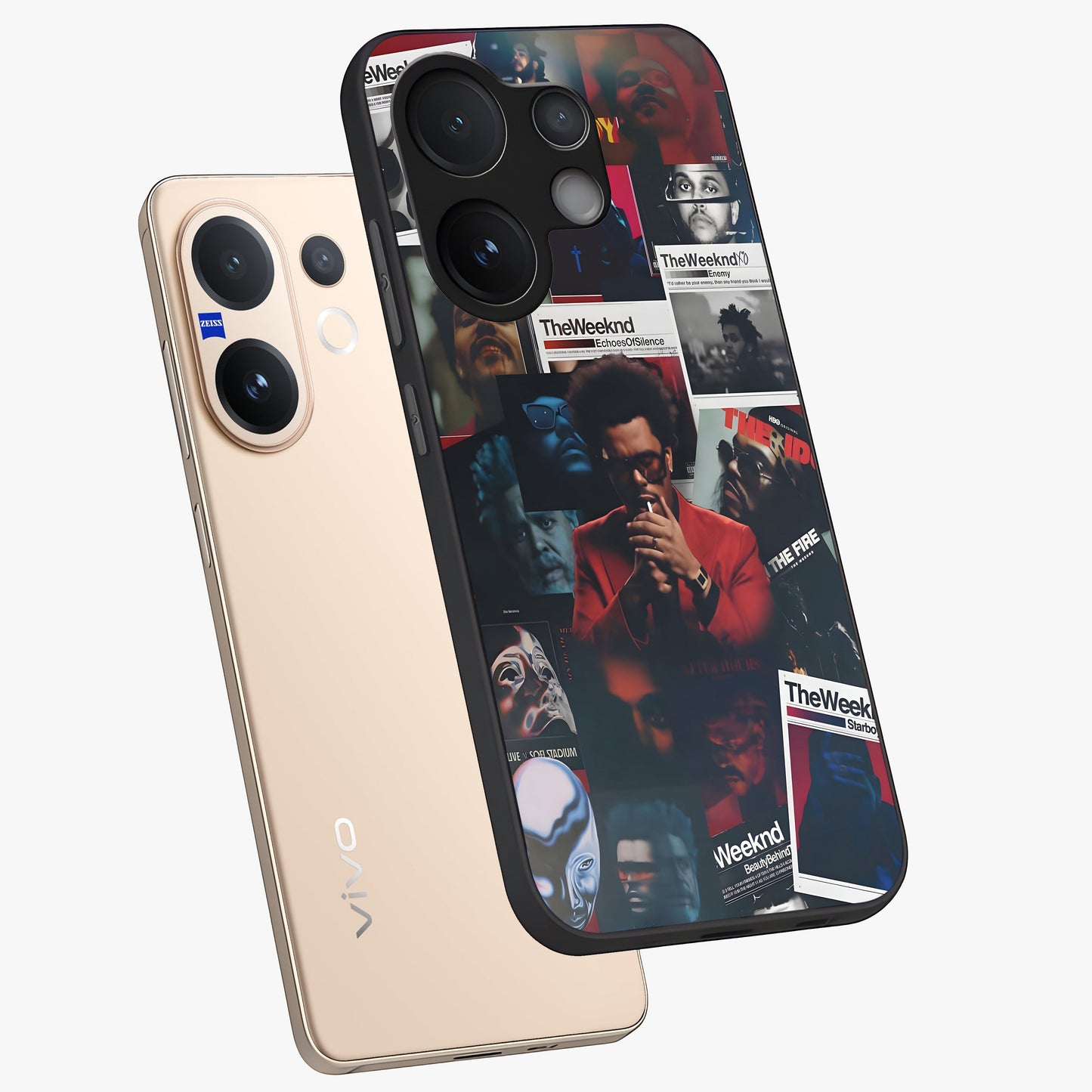 The Weeknd Glass Case displayed in angled mockup highlighting stylish pop culture inspired design with modern aesthetic.