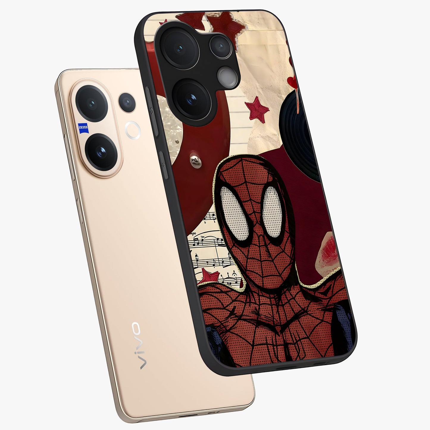 Web Warrior Vibes Glass Case displayed in angled mockup highlighting dynamic web design with comic style aesthetic.