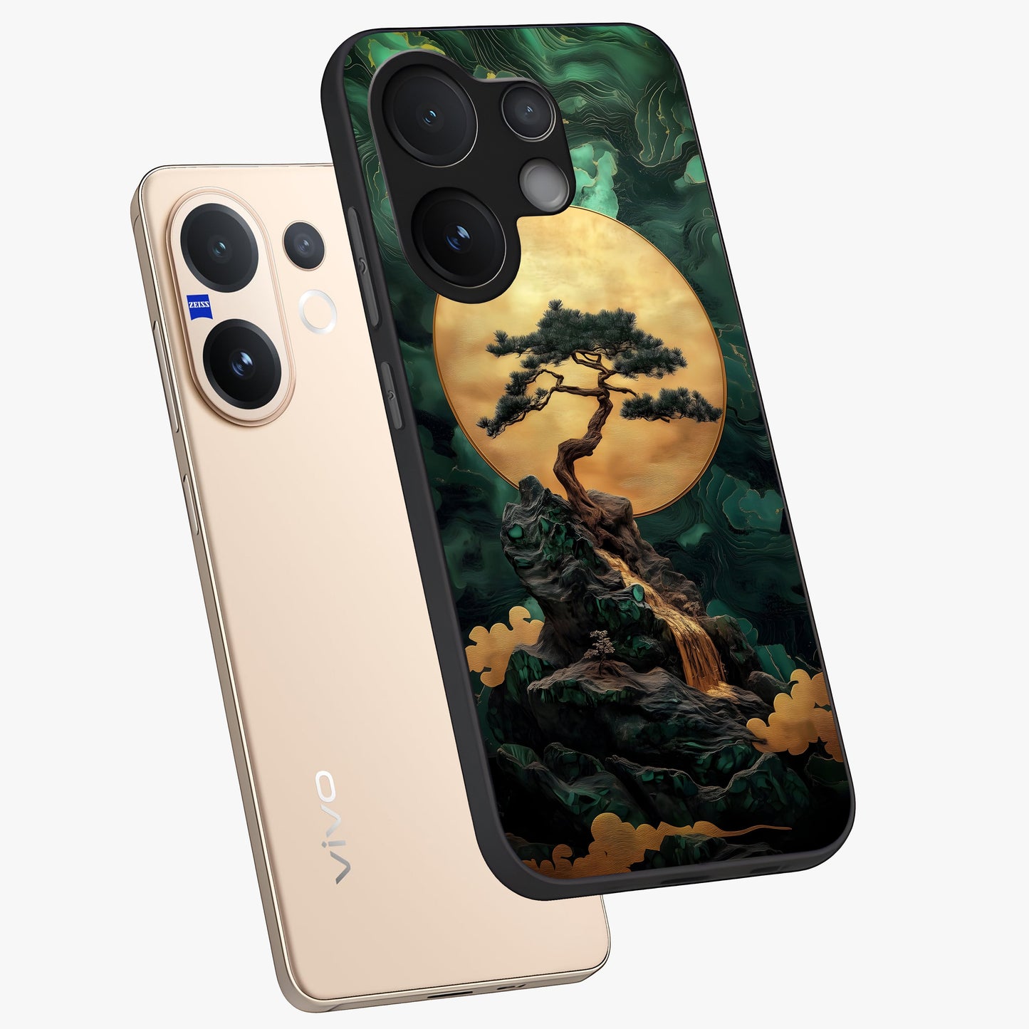 Zen Moon Rise Glass Case displayed in angled mockup highlighting peaceful lunar design with zen aesthetic style.