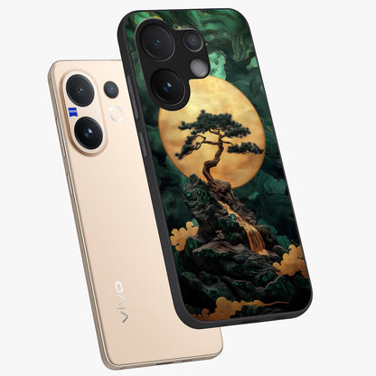 Zen Moon Rise Glass Case displayed in angled mockup highlighting peaceful lunar design with zen aesthetic style.