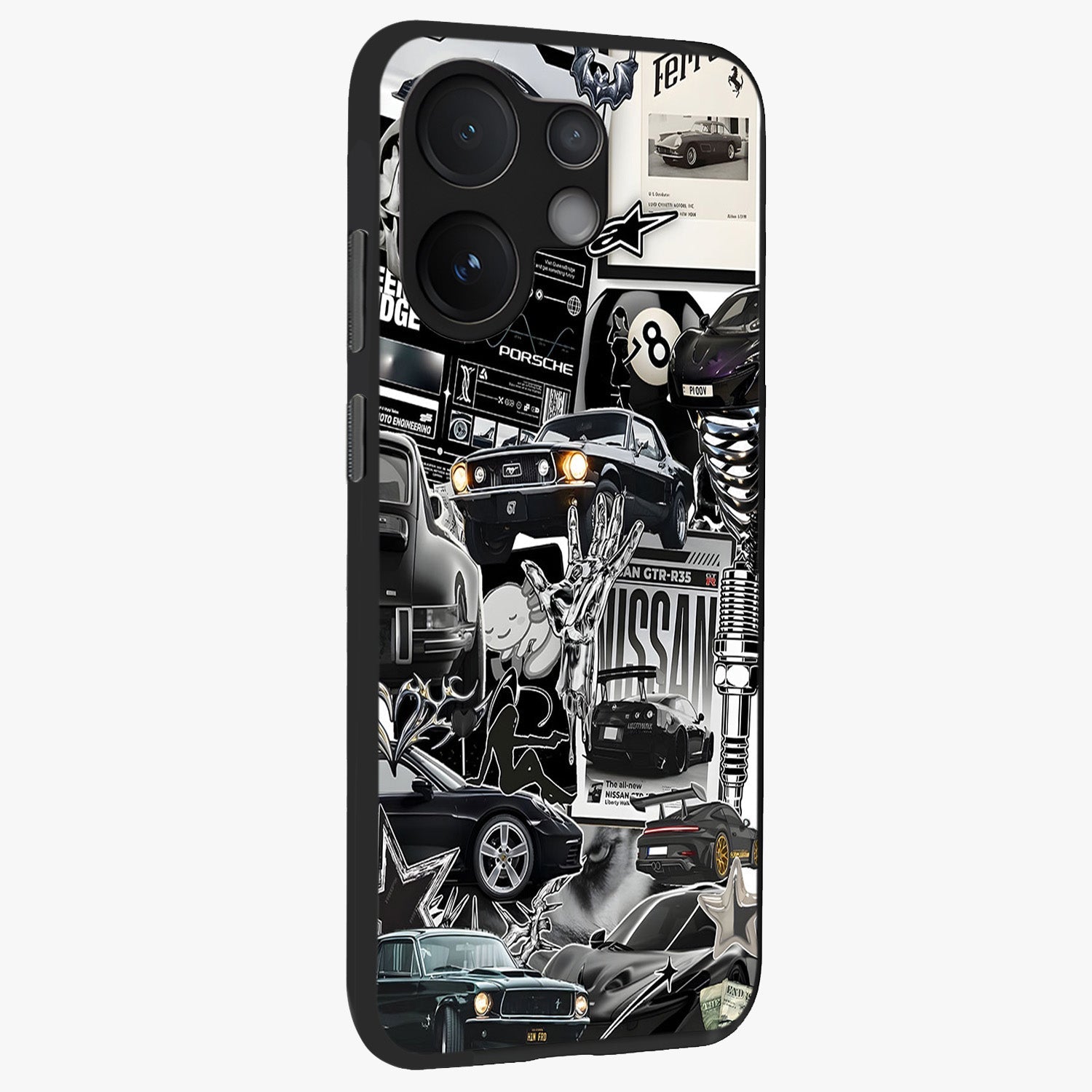 Aesthetic Dark Love Glass Case upright view showcasing dramatic romantic artwork with modern aesthetic style.