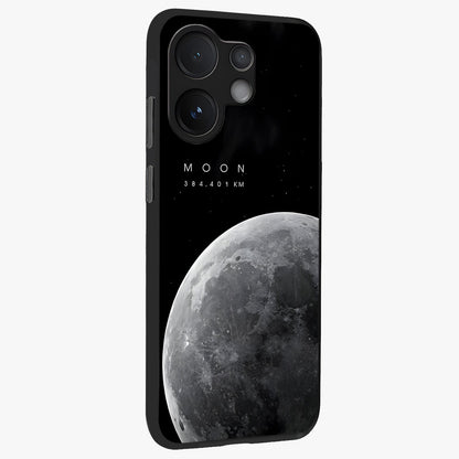 Cosmic Moon Glow Glass Case upright view showcasing luminous moon illustration with dreamy cosmic style.