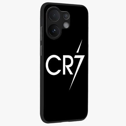 Cr7 Elite Strike Glass Case upright view showcasing energetic football inspired design with modern sports aesthetic.