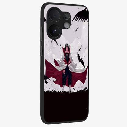 Crimson Crow Ascension Glass Case upright view showcasing dramatic crow artwork with bold gothic theme.
