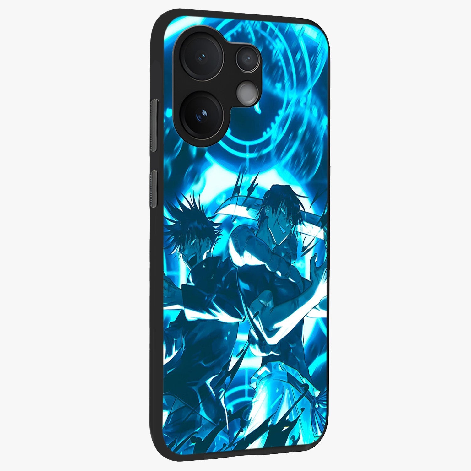 Cursed Energy Clash Glass Case upright view showcasing dramatic clash artwork with bold supernatural theme.