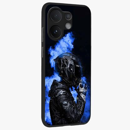Cyber Sentinel Protocol Glass Case upright view showcasing advanced cyber sentinel artwork with futuristic tech theme.