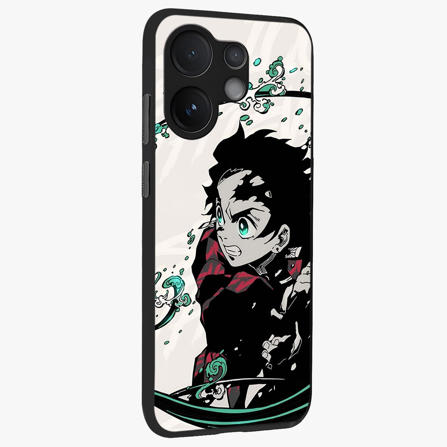Demon Slayer Glass Case upright view showcasing powerful anime artwork with intense warrior theme.
