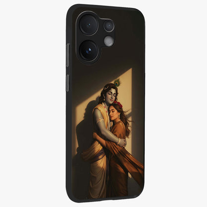 Divine Eternal Love Glass Case upright view showcasing graceful spiritual artwork with eternal love theme.