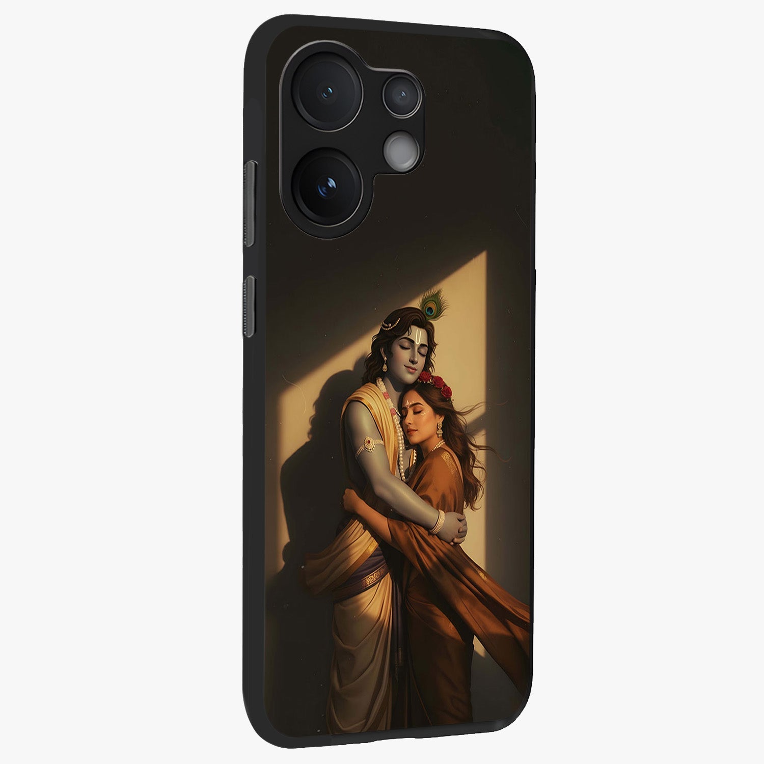 Divine Eternal Love Glass Case upright view showcasing graceful spiritual artwork with eternal love theme.