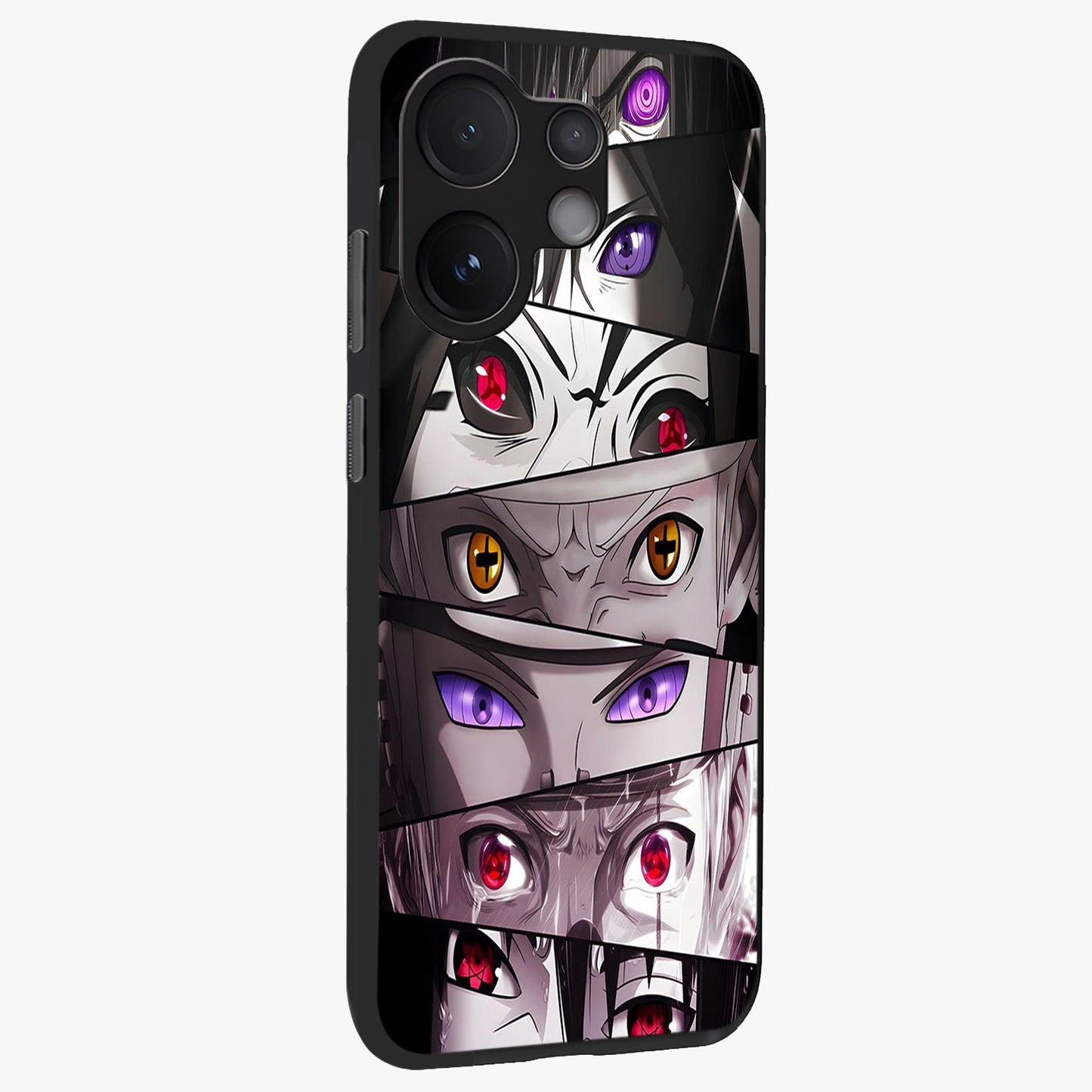 Eyes of Destiny Glass Case upright view showcasing symbolic eye artwork with dramatic artistic theme.
