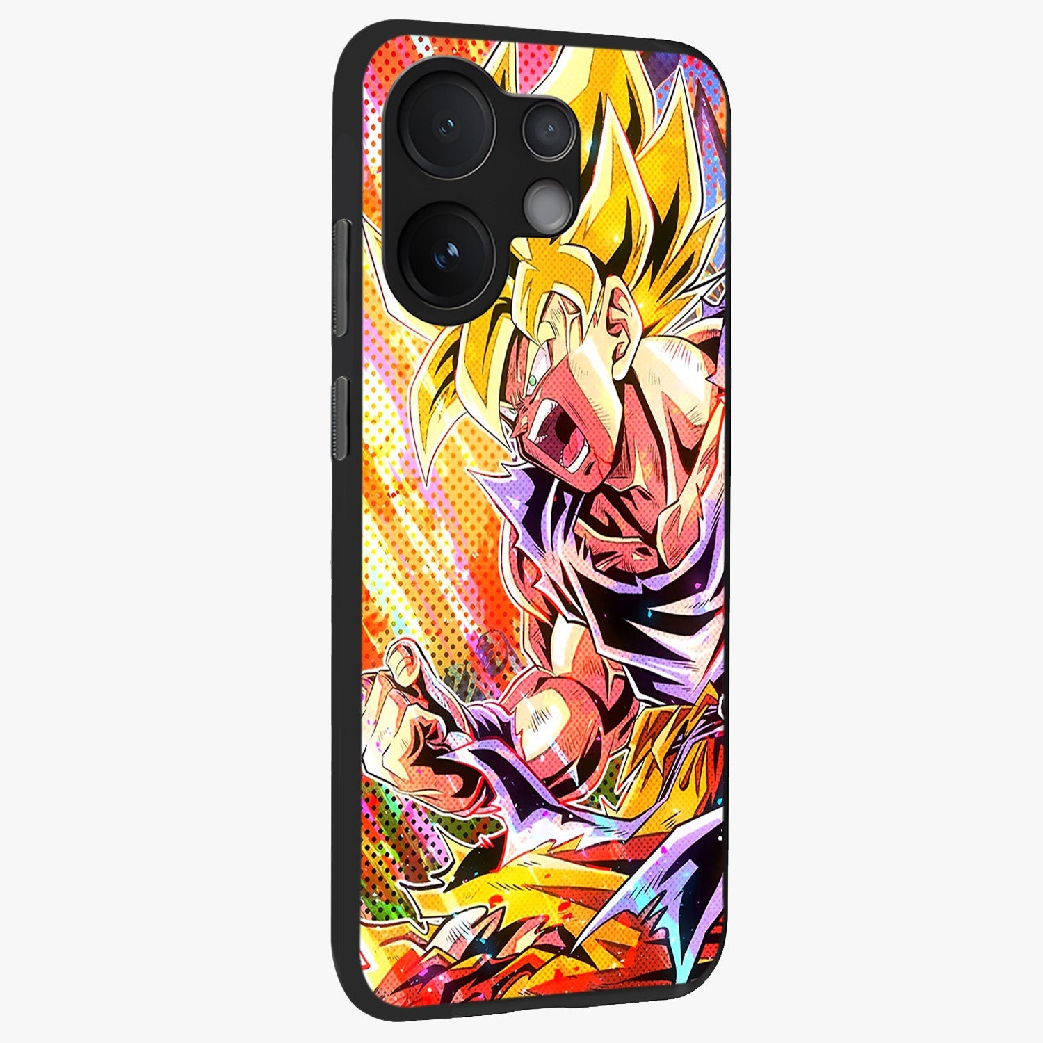 Firing Goku Glass Case upright view showcasing energetic anime artwork with bold warrior theme.