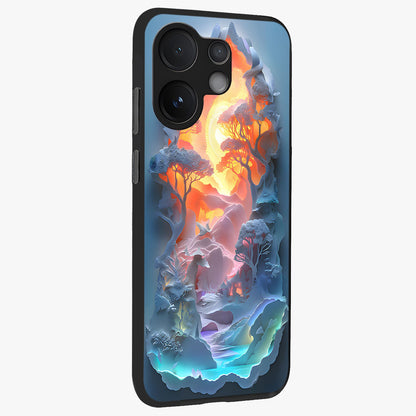 Glow Forest Portal Glass Case upright view showcasing enchanted forest portal artwork with fantasy nature theme.