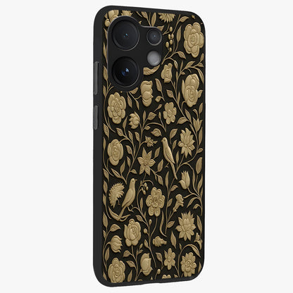 Golden Evil Eye Mandala Glass Case upright view showcasing decorative evil eye mandala artwork with spiritual aesthetic style.