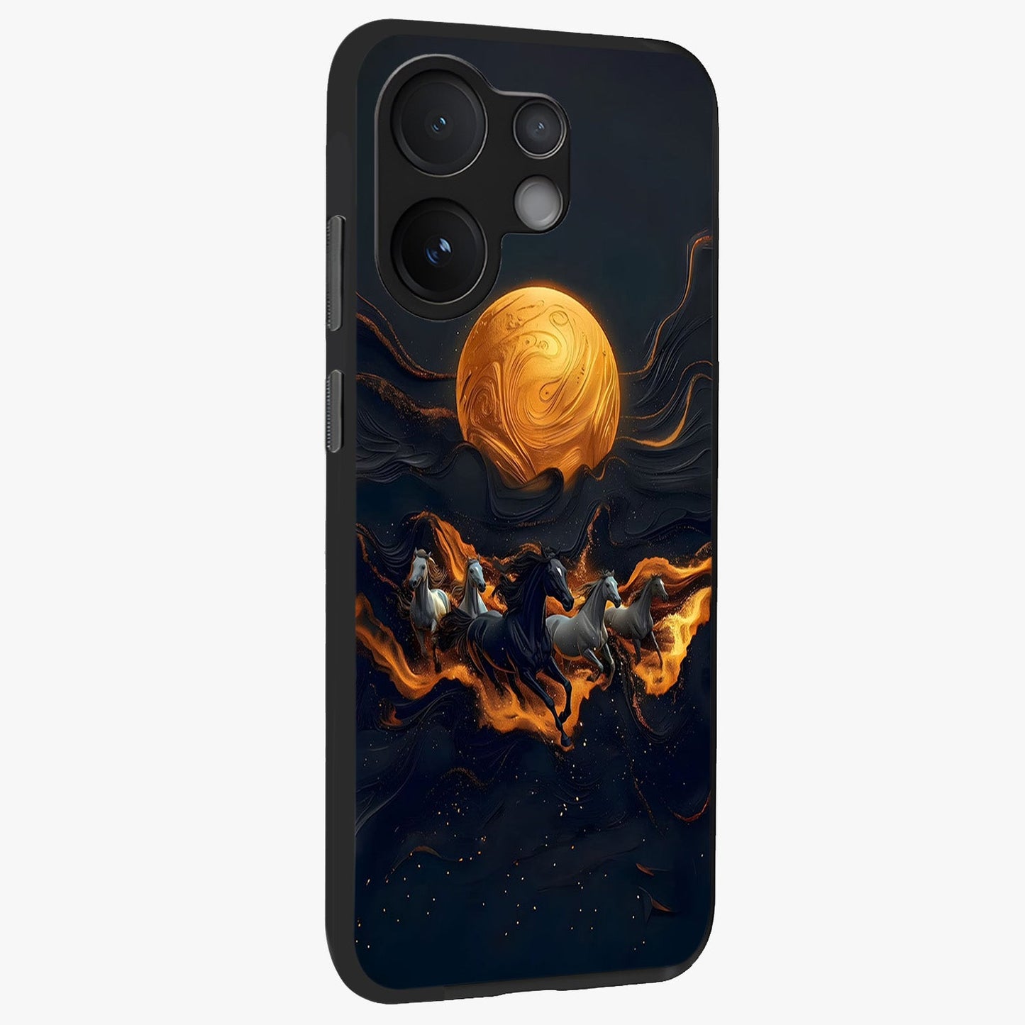 Golden Royal Heritage Glass Case upright view showcasing elegant royal artwork with classic heritage theme.