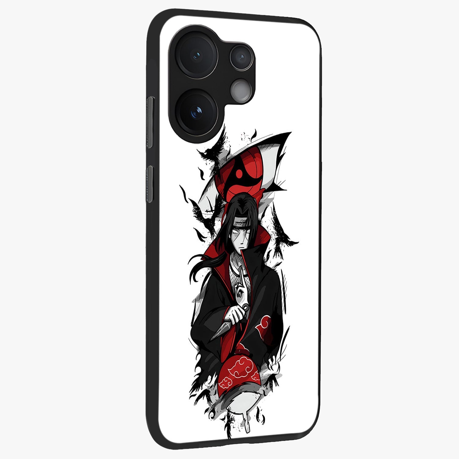 Itachi Limited Edition Naruto Anime Glass Case upright view showcasing intense anime artwork with powerful character theme.