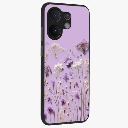 Lavender Blossom Dream Glass Case upright view showcasing delicate lavender blossom artwork with peaceful floral theme.