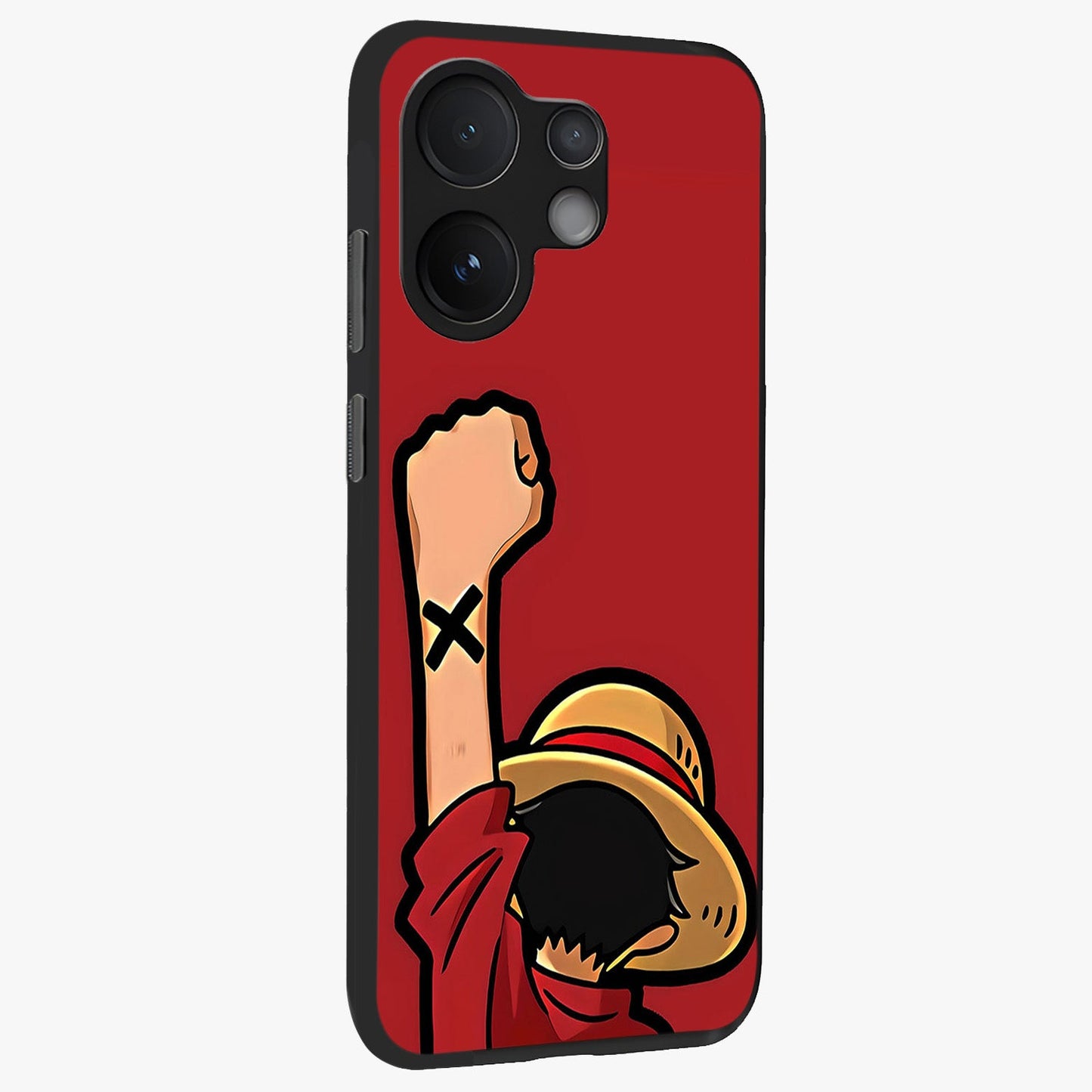 Luffy X Spirit Glass Case upright view showcasing striking anime artwork with adventurous character theme.