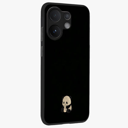 Midnight Panda Love Glass Case upright view showcasing charming panda artwork with playful romantic theme.