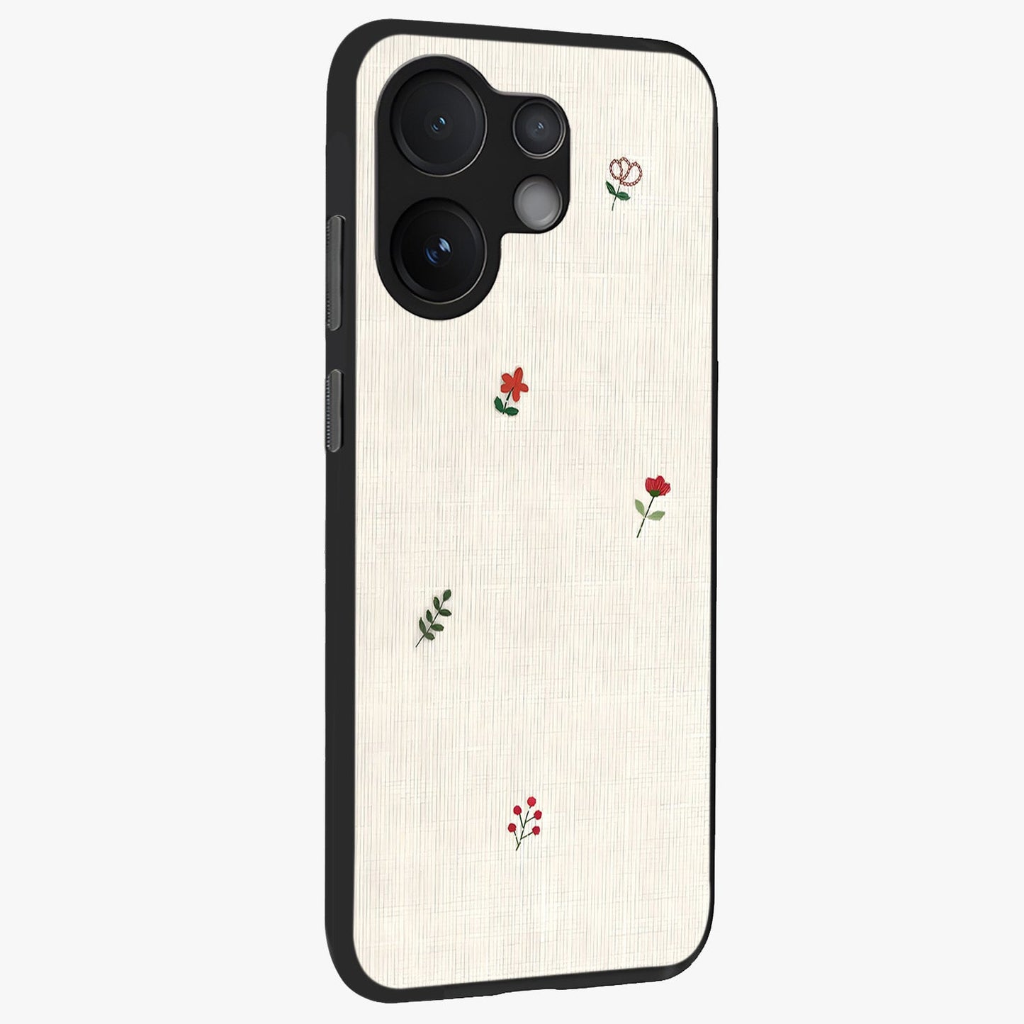 Minimalistic Blue With White Flower Pattern Glass Case upright view showcasing clean white flower artwork with calming blue theme.