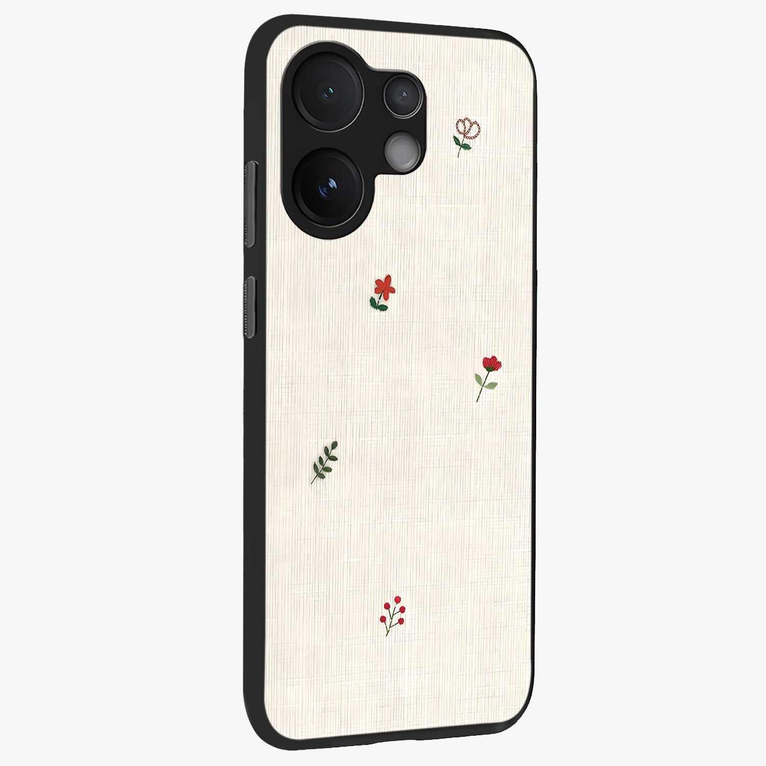 Minimalistic Blue With White Flower Pattern Glass Case upright view showcasing clean white flower artwork with calming blue theme.