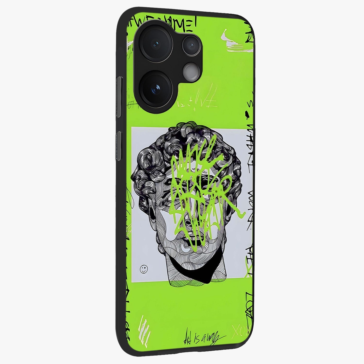Neo Graffiti Rebellion Glass Case upright view showcasing colorful graffiti artwork with bold modern street style.