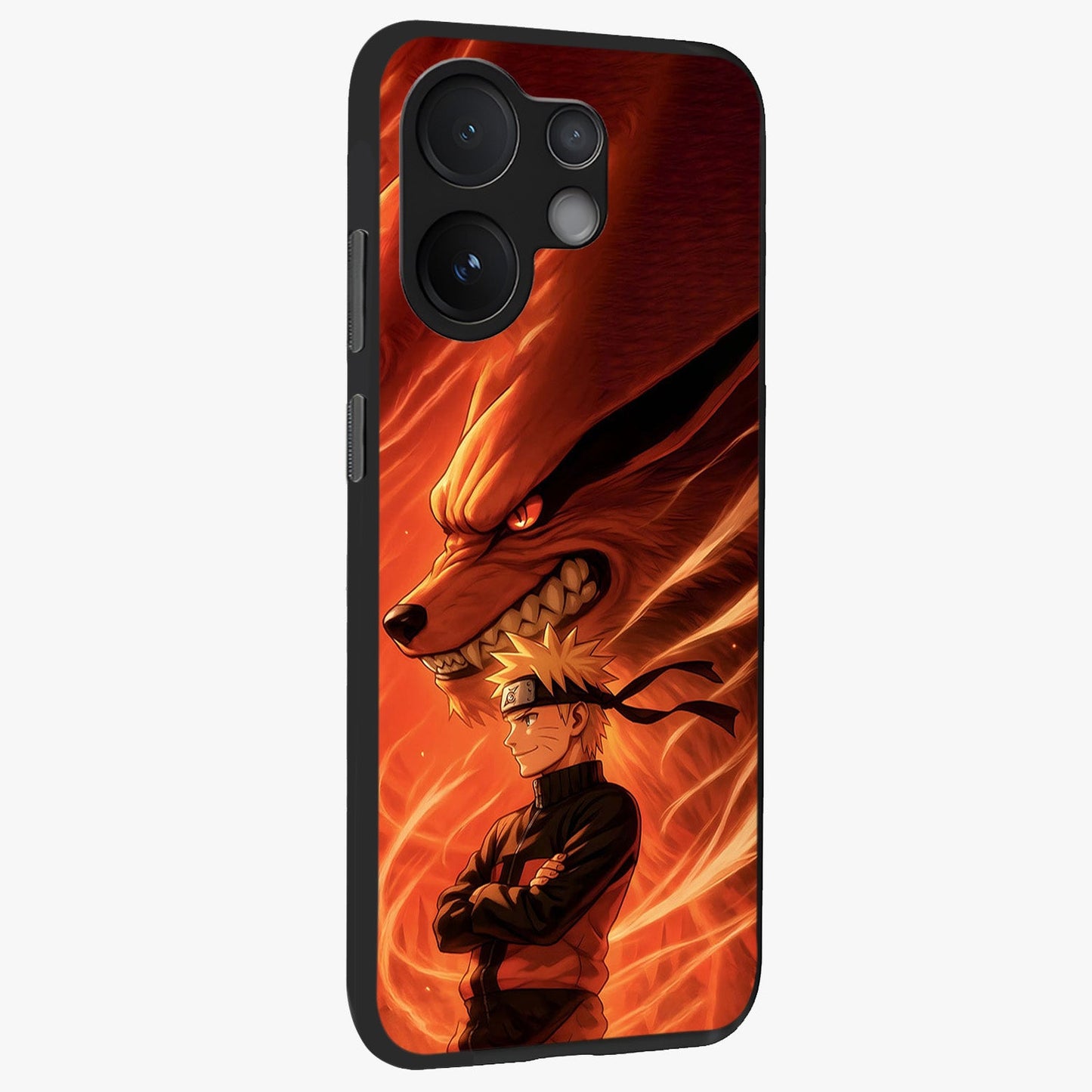 Nine Tails Legacy Glass Case upright view showcasing dramatic nine-tails artwork with intense anime themed design.