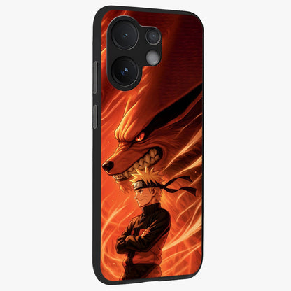 Nine Tails Legacy Glass Case upright view showcasing dramatic nine-tails artwork with intense anime themed design.