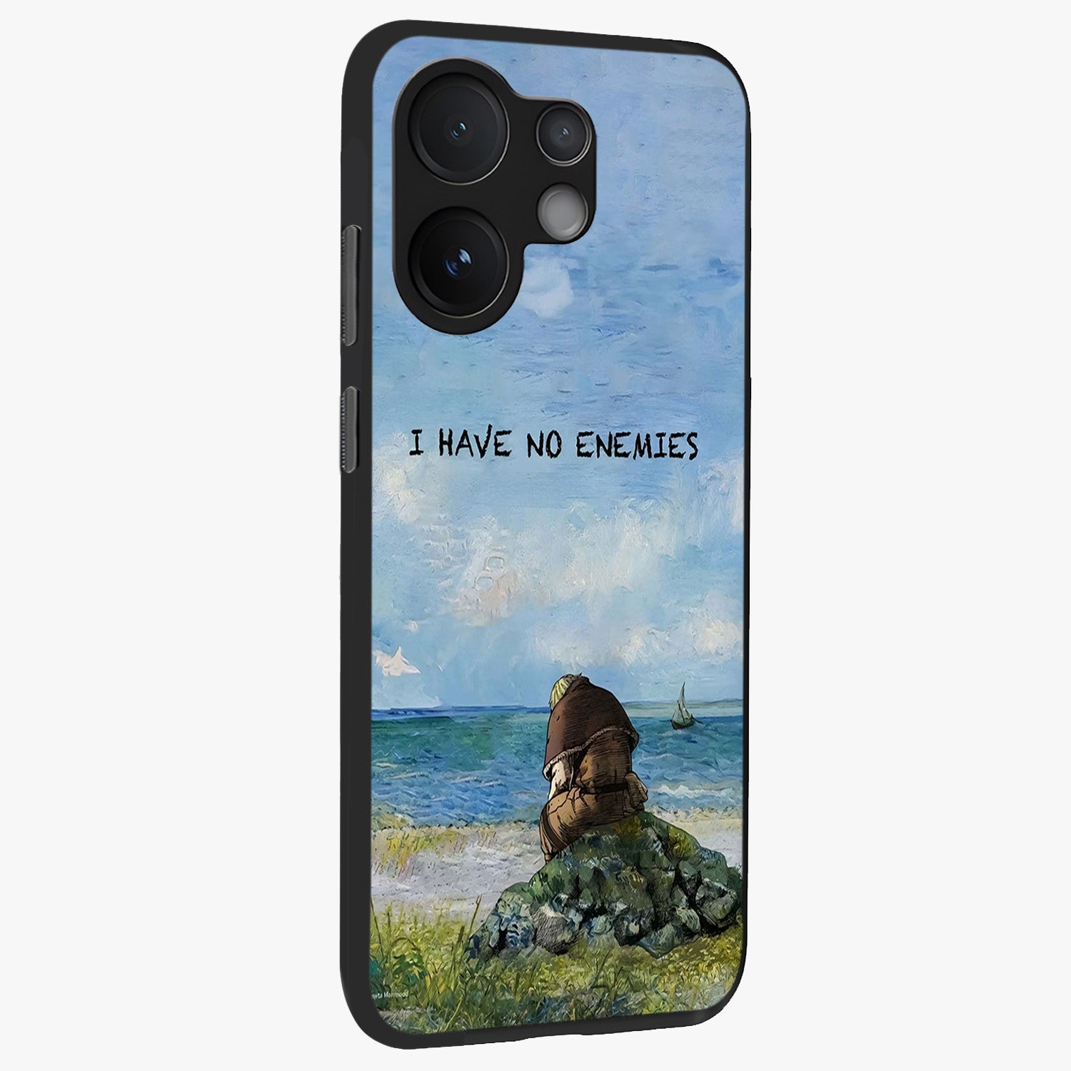 Peace Beyond War Glass Case upright view showcasing powerful peace symbol artwork with inspirational theme.
