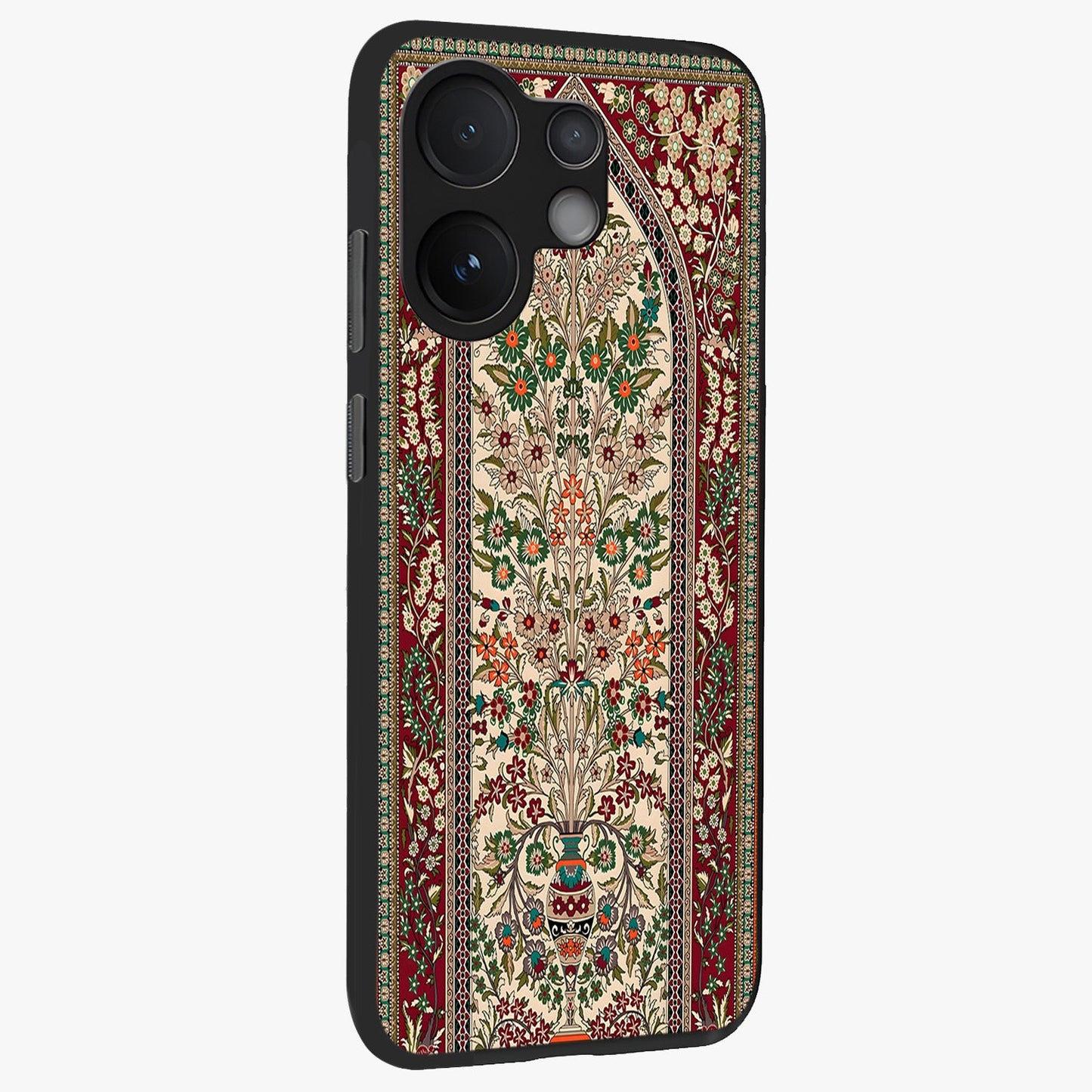 Persian Inspired Glass Case upright view showcasing decorative Persian artwork with rich heritage theme.