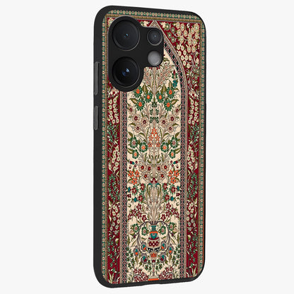 Persian Inspired Glass Case upright view showcasing decorative Persian artwork with rich heritage theme.