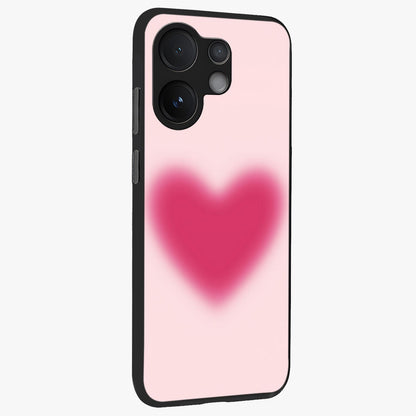 Pink Aura Heart Glass Case upright view showcasing romantic heart artwork with soft pastel theme.