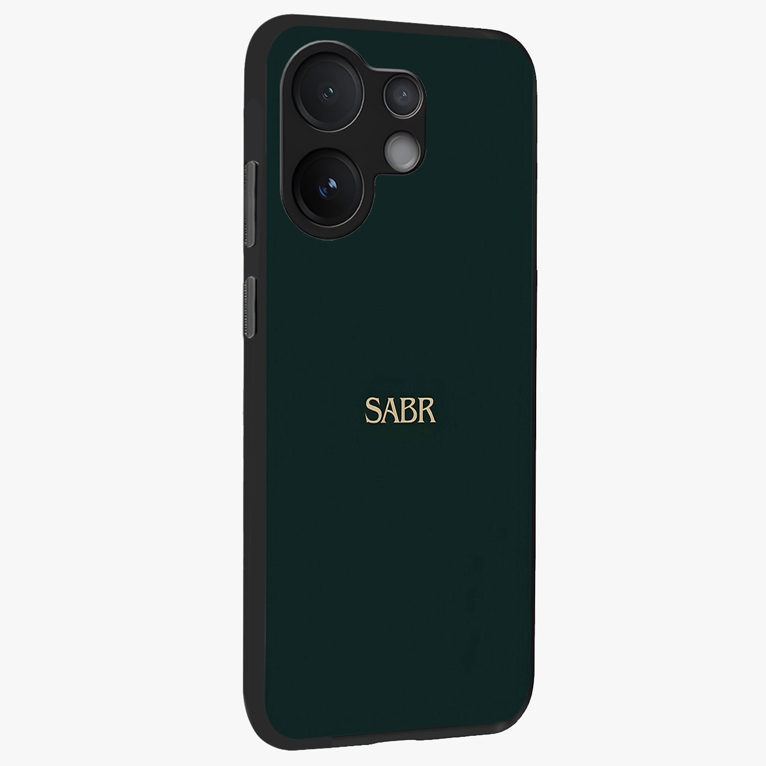 Sabr Minimal Patience Glass Case upright view showcasing calm minimalist artwork with motivational patience theme.