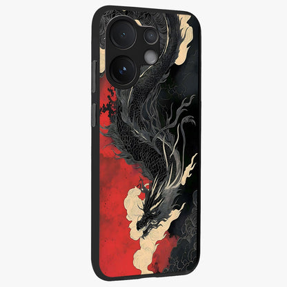 Shadow Dragon Fury Glass Case upright view showcasing intense dragon artwork with dramatic shadow theme.