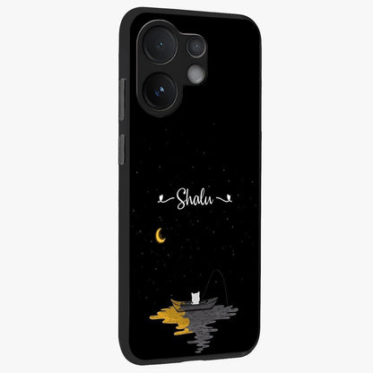 Silent Night Row Glass Case upright view showcasing tranquil night artwork with serene landscape theme.