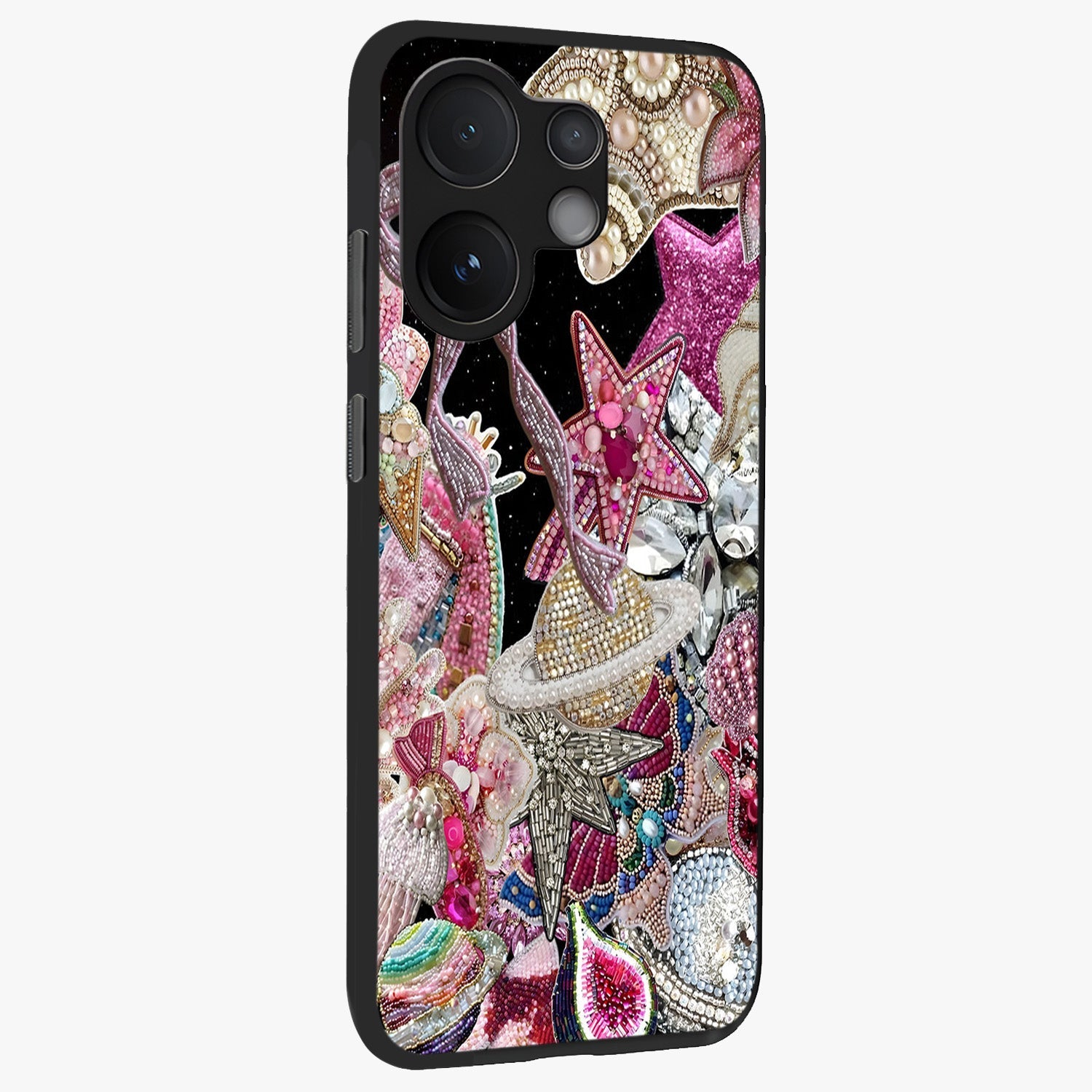 Starlit Jewel Dream Glass Case upright view showcasing radiant star inspired artwork with magical night theme.