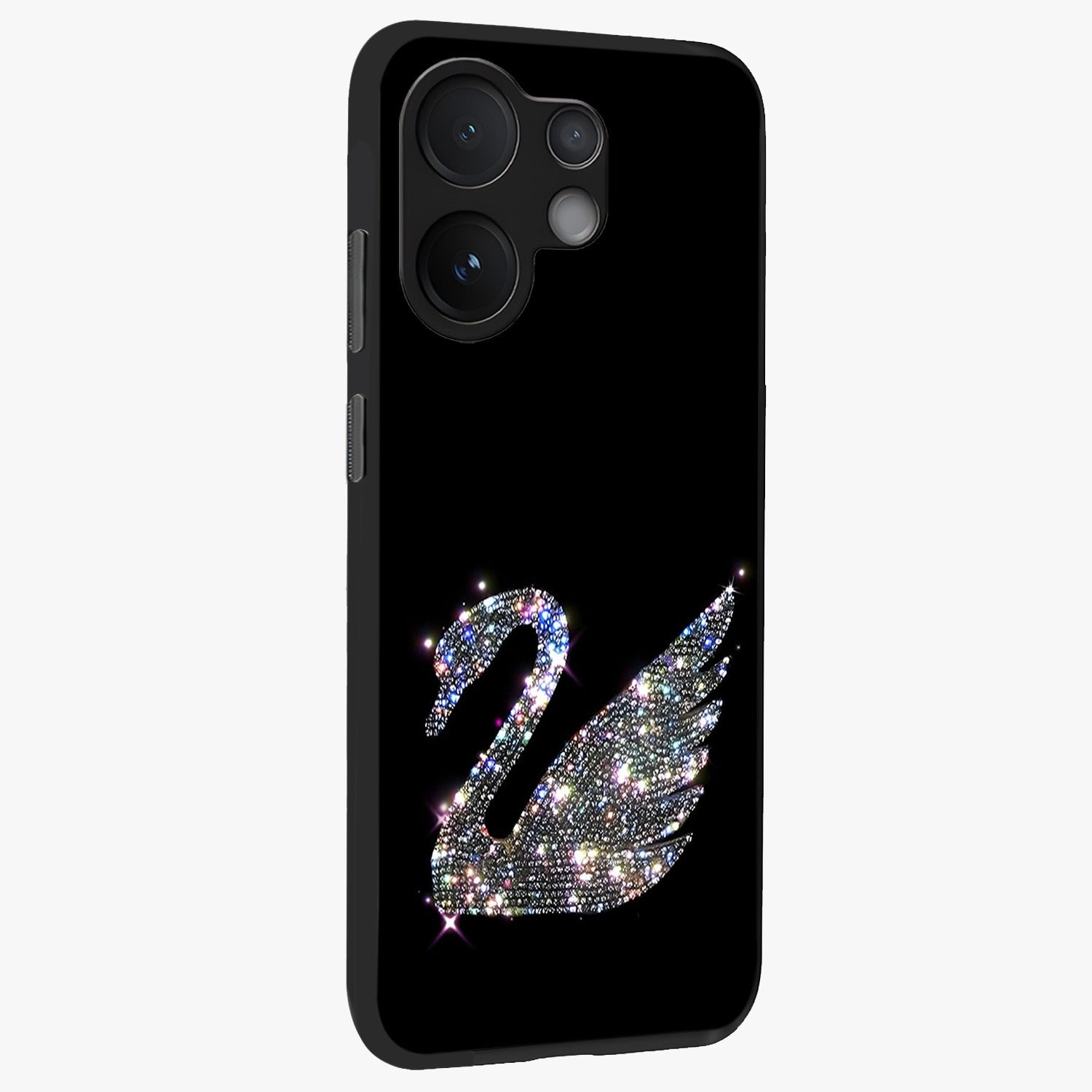 Starlit Swan Grace Glass Case upright view showcasing beautiful swan artwork with peaceful night themed design.