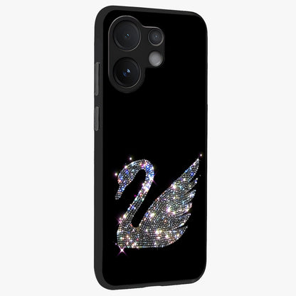 Starlit Swan Grace Glass Case upright view showcasing beautiful swan artwork with peaceful night themed design.