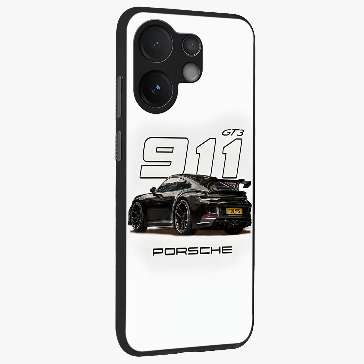Turbo Legacy Icon Glass Case upright view showcasing bold racing inspired artwork with classic car theme.