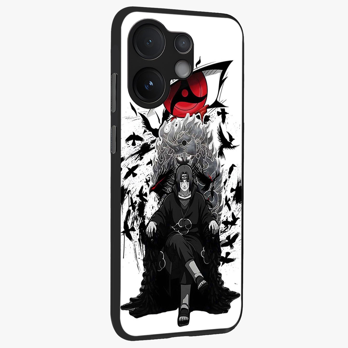 Uchiha Shadow Throne Glass Case upright view showcasing magical underwater galaxy artwork with vibrant cosmic theme.