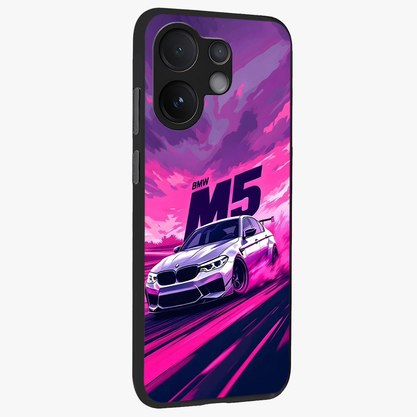 Velocity Drift Pulse Glass Case upright view showcasing powerful racing artwork with energetic motorsport theme.
