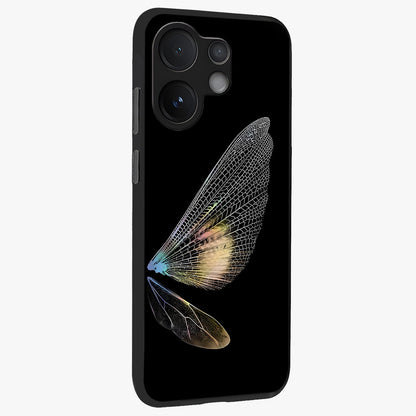 Whispers Of Wings Glass Case upright view showcasing elegant wing artwork with light airy theme.